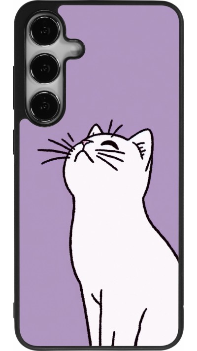 Samsung Galaxy S24+ Case Hülle - Silikon schwarz Chat auf lila Hintergrund