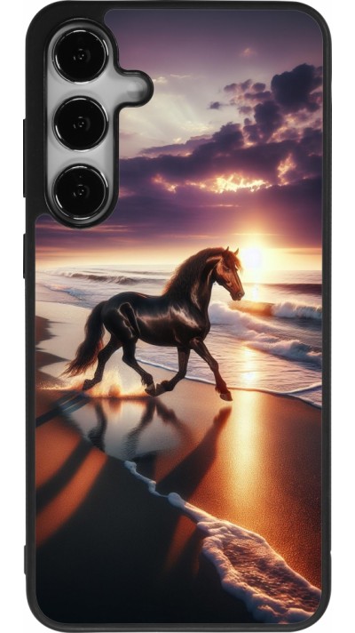 Samsung Galaxy S24+ Case Hülle - Silikon schwarz Pferd majestätisch Strand