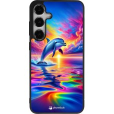 Samsung Galaxy S24+ Case Hülle - Silikon schwarz Glücklicher Regenbogen-Delfin