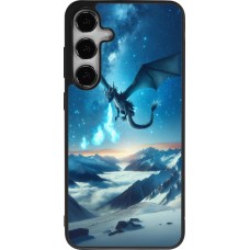 Coque Samsung Galaxy S24+ - Silicone rigide noir Dragon nocturne montagne