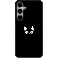 Coque Samsung Galaxy S24+ - Silicone rigide noir Funny cat on black