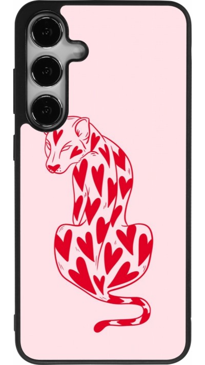 Samsung Galaxy S24+ Case Hülle - Silikon schwarz Leopard with hearts 2026
