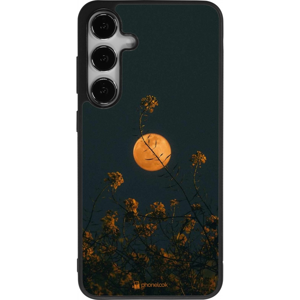 Samsung Galaxy S24+ Case Hülle - Silikon schwarz Moon Flowers