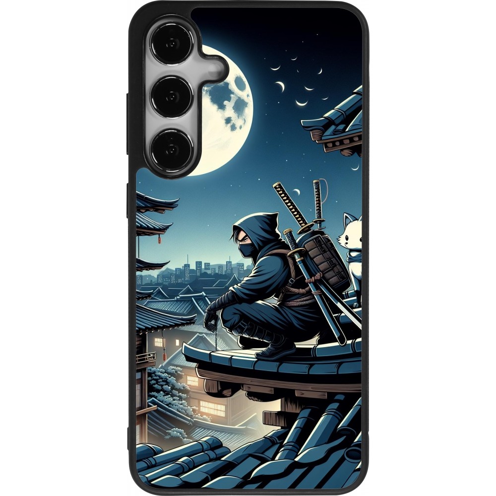 Samsung Galaxy S24+ Case Hülle - Silikon schwarz Ninja unter dem Mond