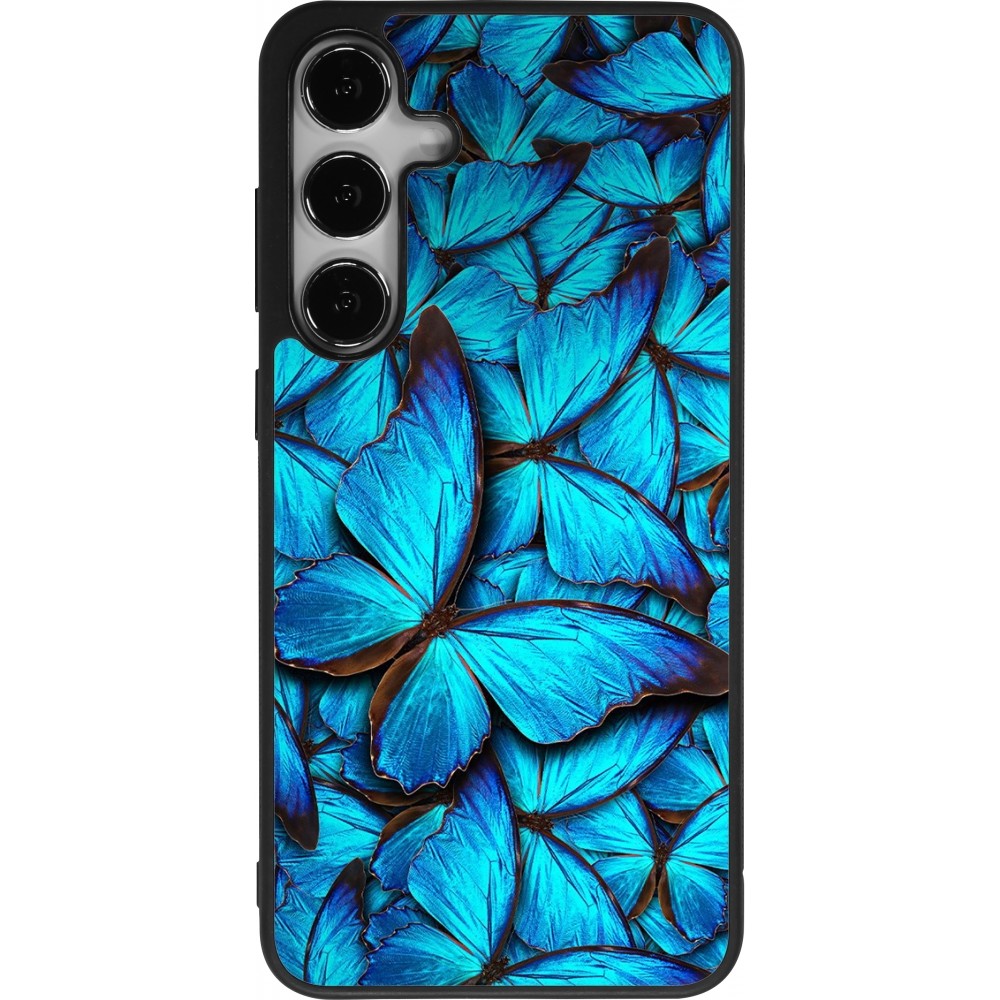 Samsung Galaxy S24+ Case Hülle - Silikon schwarz Papillon bleu