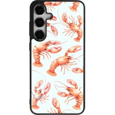 Samsung Galaxy S24+ Case Hülle - Silikon schwarz Muster von pastellfarbenen Hummern