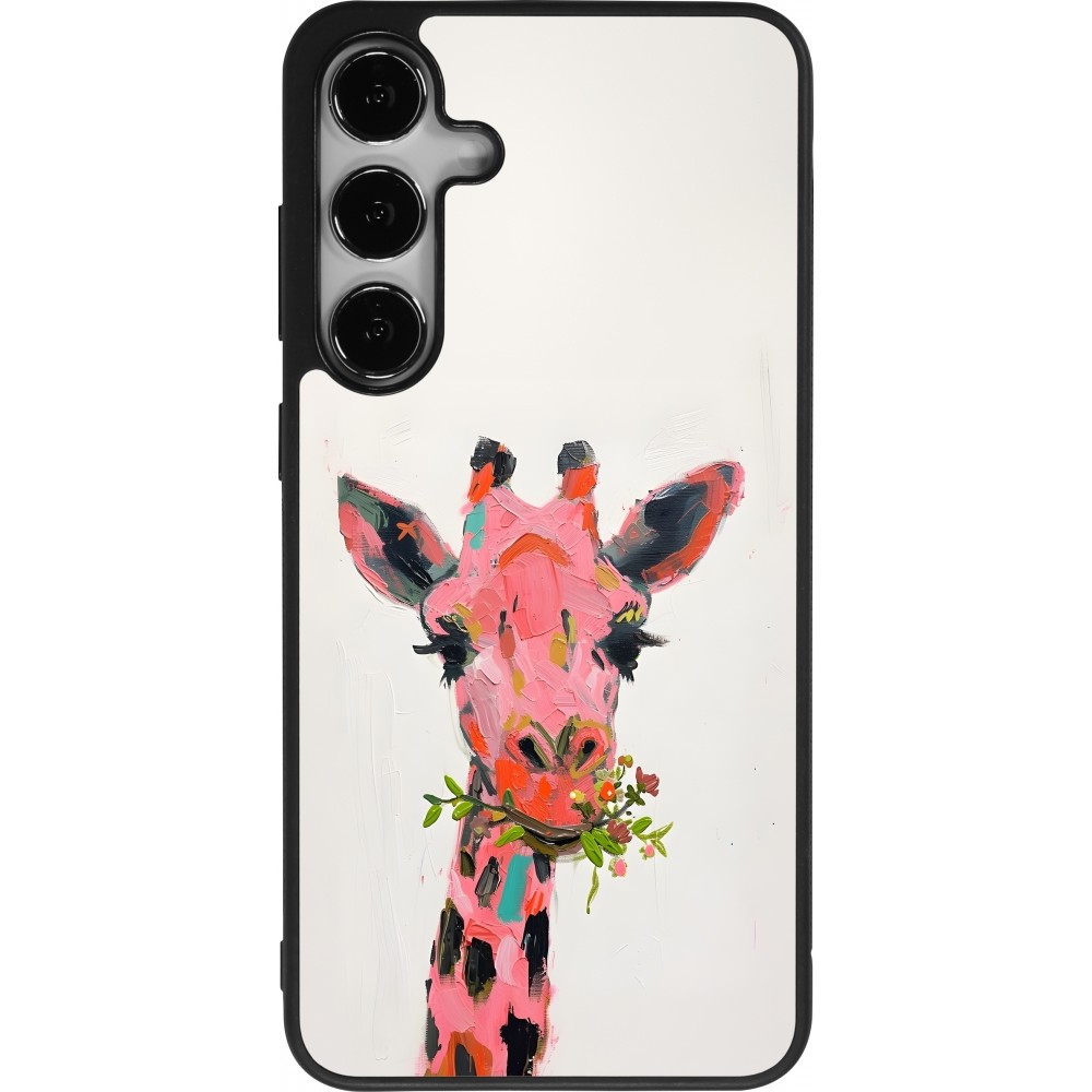 Samsung Galaxy S24+ Case Hülle - Silikon schwarz Pink Girafe Paint