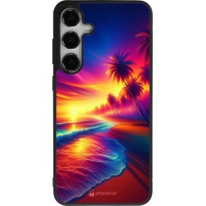 Samsung Galaxy S24+ Case Hülle - Silikon schwarz Strand Sonnenuntergang auffällig