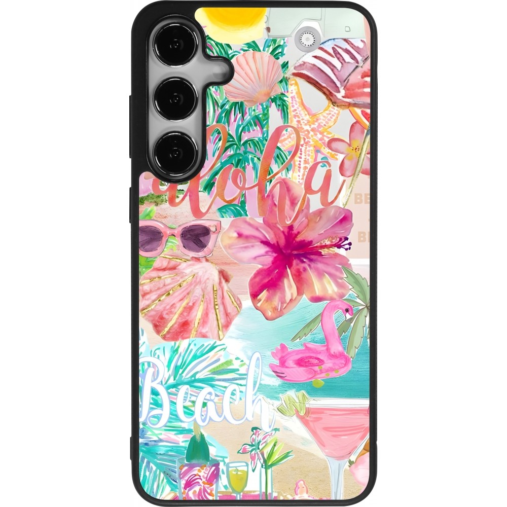 Samsung Galaxy S24+ Case Hülle - Silikon schwarz Preppy Collage Aloha
