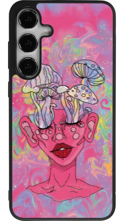Samsung Galaxy S24+ Case Hülle - Silikon schwarz Psychedelic pink mushroom