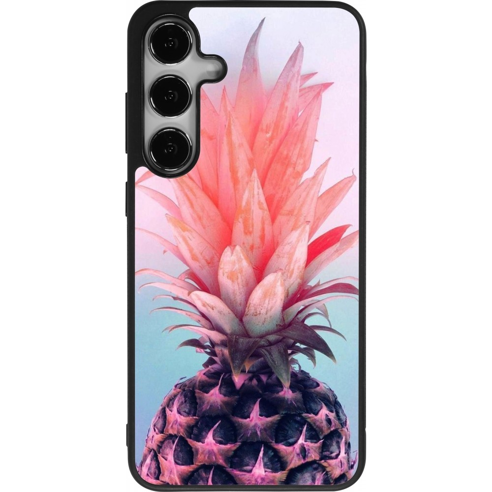Samsung Galaxy S24+ Case Hülle - Silikon schwarz Purple Pink Pineapple