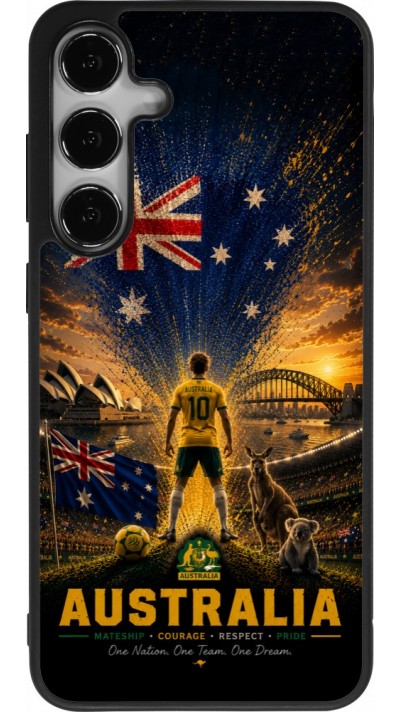 Samsung Galaxy S24+ Case Hülle - Silikon schwarz Fussball Australien splash 2026