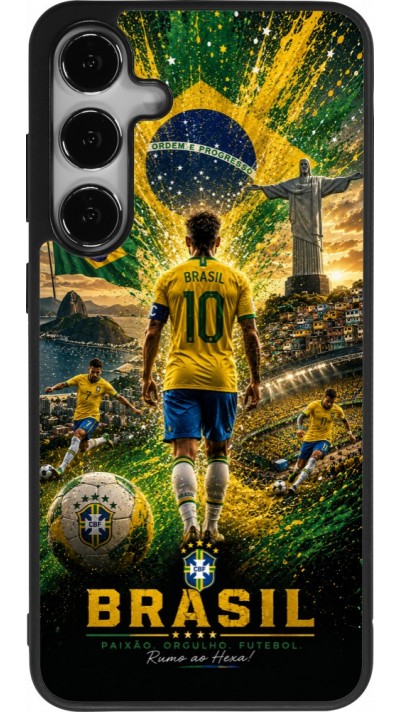 Samsung Galaxy S24+ Case Hülle - Silikon schwarz Fussball Brasilien splash 2026