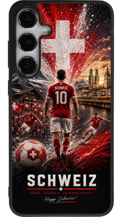 Samsung Galaxy S24+ Case Hülle - Silikon schwarz Fussball Schweiz splash 2026
