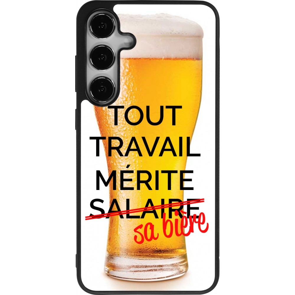 Samsung Galaxy S24+ Case Hülle - Silikon schwarz Tout travail mérite sa bière