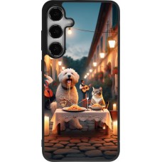 Samsung Galaxy S24+ Case Hülle - Silikon schwarz Valentin 2024 Hund & Katze Kerzenlicht