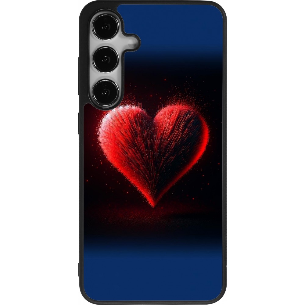 Samsung Galaxy S24+ Case Hülle - Silikon schwarz Valentin 2025 rotes Herz