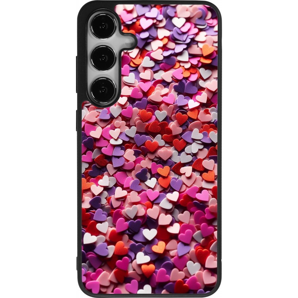 Samsung Galaxy S24+ Case Hülle - Silikon schwarz Valentin 2025 Konfetti