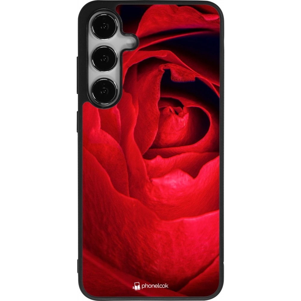 Samsung Galaxy S24+ Case Hülle - Silikon schwarz Valentine 2022 Rose