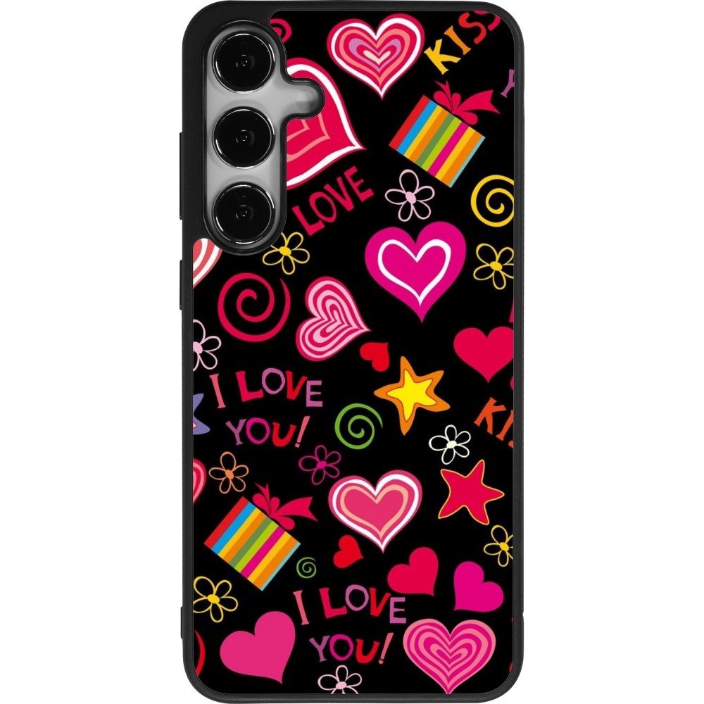 Samsung Galaxy S24+ Case Hülle - Silikon schwarz Valentine 2023 love symbols