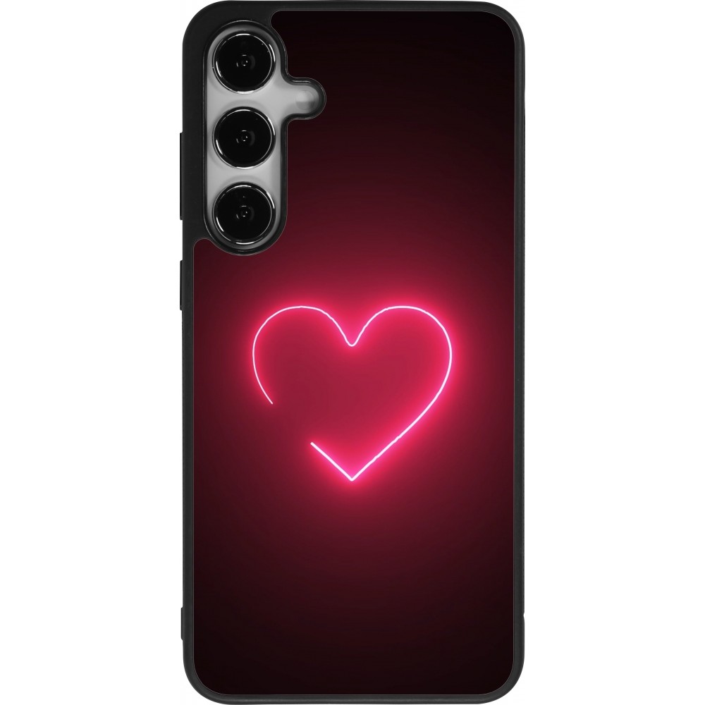 Samsung Galaxy S24+ Case Hülle - Silikon schwarz Valentine 2023 single neon heart