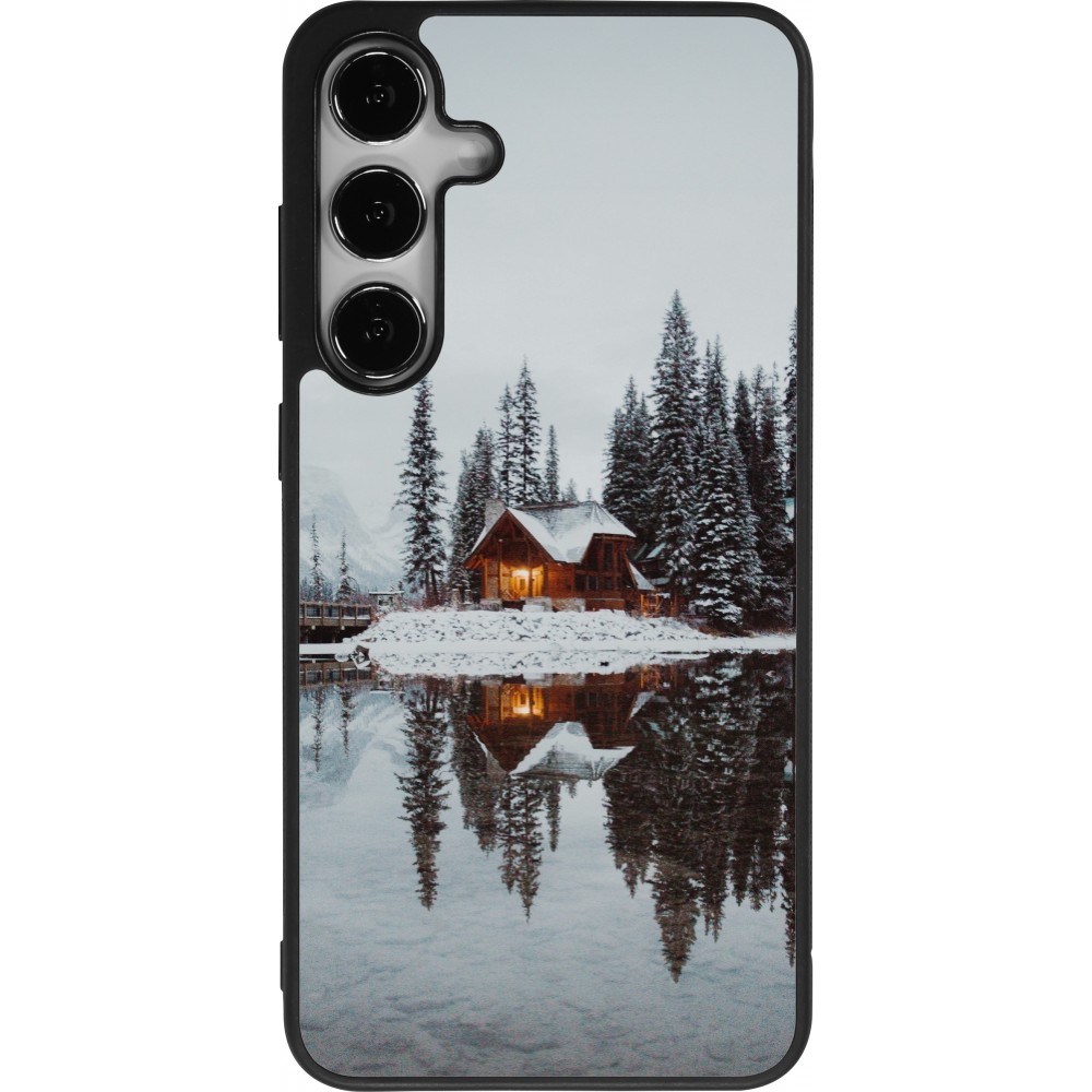 Samsung Galaxy S24+ Case Hülle - Silikon schwarz Winter 25 Winter house forest afternoon