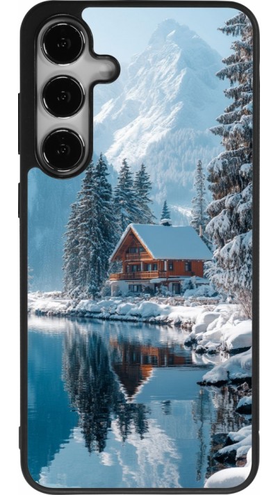 Samsung Galaxy S24+ Case Hülle - Silikon schwarz Winter 25 Winter house forest day