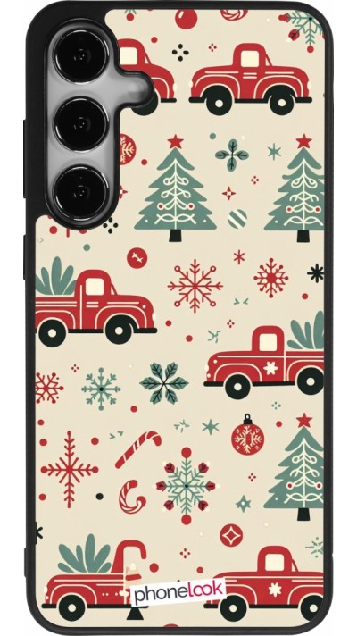 Samsung Galaxy S24+ Case Hülle - Silikon schwarz Weihnachten 2024 Lkw Tanne