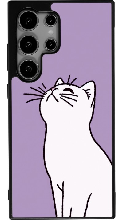 Samsung Galaxy S24 Ultra Case Hülle - Silikon schwarz Chat auf lila Hintergrund