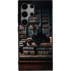 Samsung Galaxy S24 Ultra Case Hülle - Silikon schwarz Katze Bücher dunkel