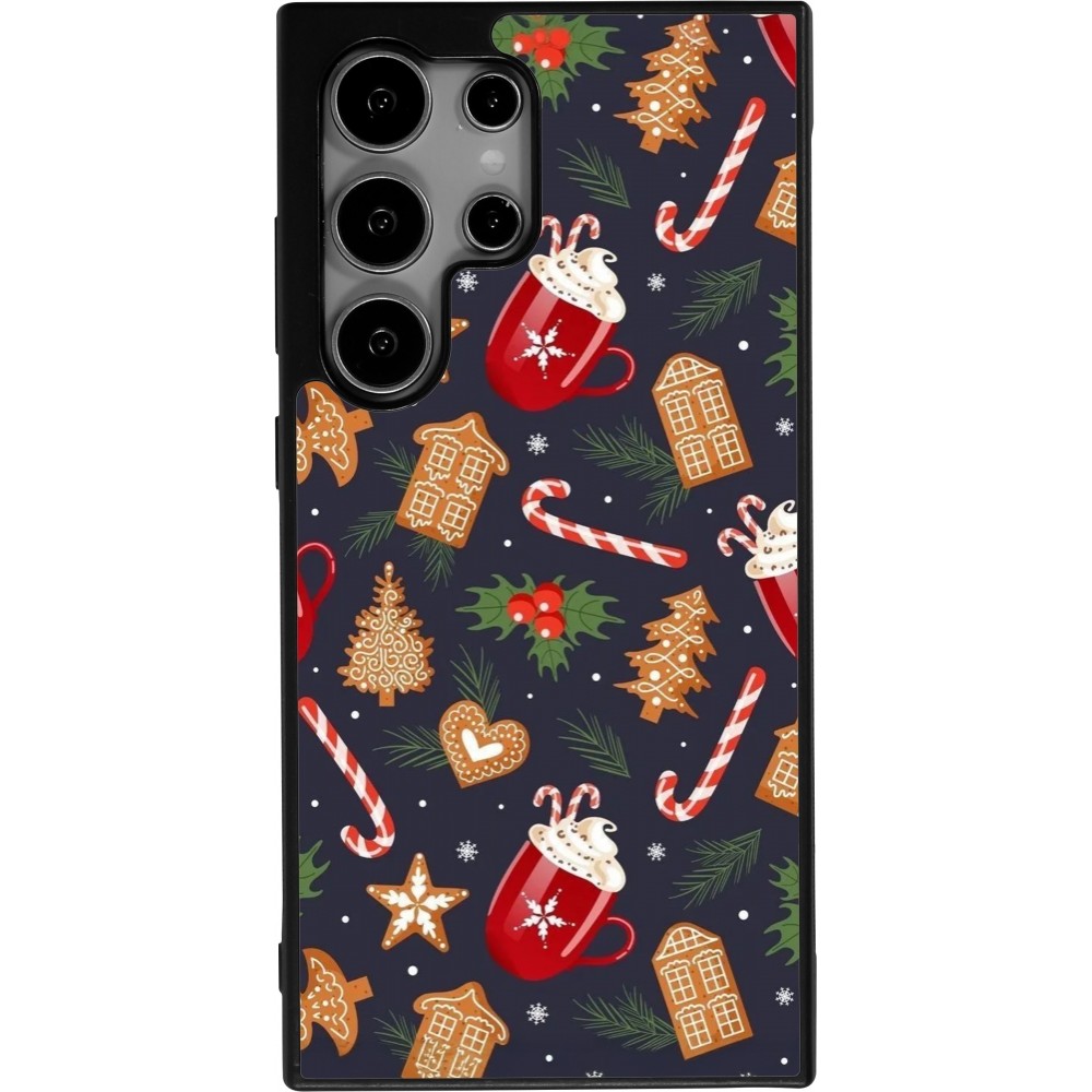 Samsung Galaxy S24 Ultra Case Hülle - Silikon schwarz Christmas 25 Pattern Gingerbread House