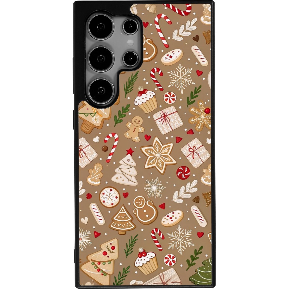 Samsung Galaxy S24 Ultra Case Hülle - Silikon schwarz Christmas 25 Pattern Ginger Cookie
