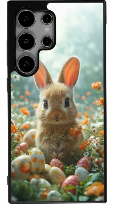 Samsung Galaxy S24 Ultra Case Hülle - Silikon schwarz Easter 2026 Rabbit in the garden