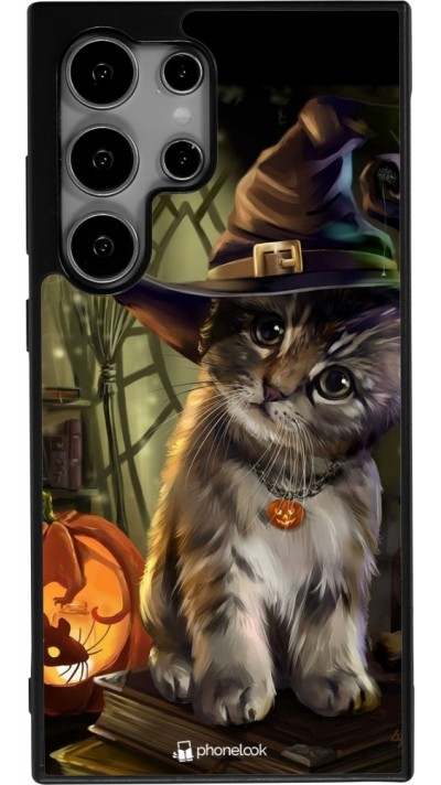 Samsung Galaxy S24 Ultra Case Hülle - Silikon schwarz Halloween 21 Witch cat