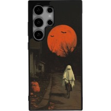 Samsung Galaxy S24 Ultra Case Hülle - Silikon schwarz Halloween 2025 Ghost on a bicycle