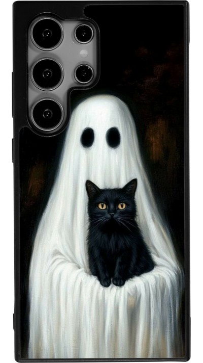 Samsung Galaxy S24 Ultra Case Hülle - Silikon schwarz Halloween 2025 Ghost with black cat