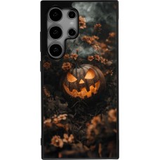 Samsung Galaxy S24 Ultra Case Hülle - Silikon schwarz Halloween 2025 Pumpkin with flowers