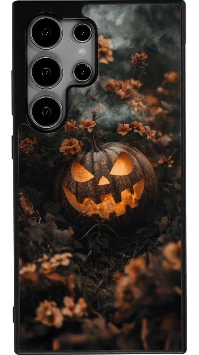 Samsung Galaxy S24 Ultra Case Hülle - Silikon schwarz Halloween 2025 Pumpkin with flowers