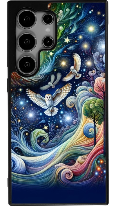 Samsung Galaxy S24 Ultra Case Hülle - Silikon schwarz Fliegender Blumen-Eule
