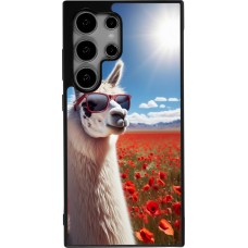 Samsung Galaxy S24 Ultra Case Hülle - Silikon schwarz Lama Chic in Mohnblume