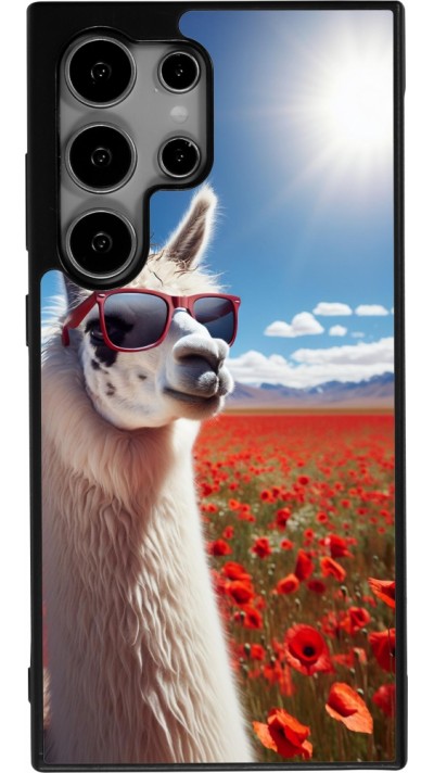 Samsung Galaxy S24 Ultra Case Hülle - Silikon schwarz Lama Chic in Mohnblume