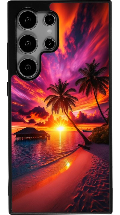 Samsung Galaxy S24 Ultra Case Hülle - Silikon schwarz Malediven Abenddämmerung Glückseligkeit
