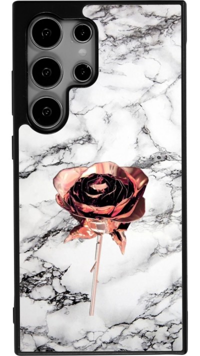Samsung Galaxy S24 Ultra Case Hülle - Silikon schwarz Marble Rose Gold