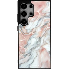Samsung Galaxy S24 Ultra Case Hülle - Silikon schwarz Rosa Leuchtender Marmor