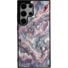 Samsung Galaxy S24 Ultra Case Hülle - Silikon schwarz Violetter silberner Marmor