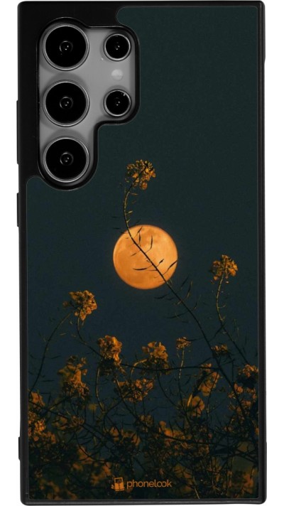 Samsung Galaxy S24 Ultra Case Hülle - Silikon schwarz Moon Flowers