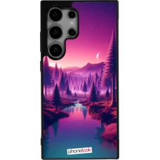 Samsung Galaxy S24 Ultra Case Hülle - Silikon schwarz Lila-rosa Landschaft