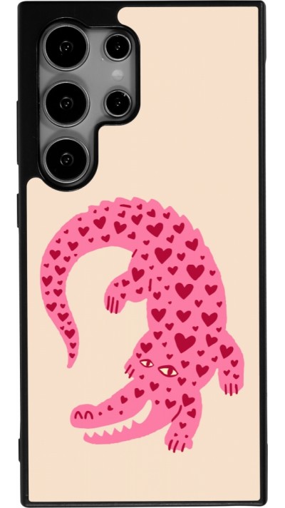 Samsung Galaxy S24 Ultra Case Hülle - Silikon schwarz Pink crocodile 2026