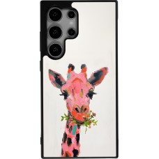 Samsung Galaxy S24 Ultra Case Hülle - Silikon schwarz Pink Girafe Paint