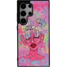 Samsung Galaxy S24 Ultra Case Hülle - Silikon schwarz Psychedelic pink mushroom